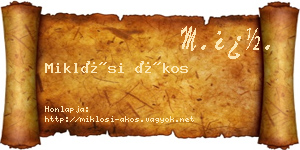 Miklósi Ákos névjegykártya